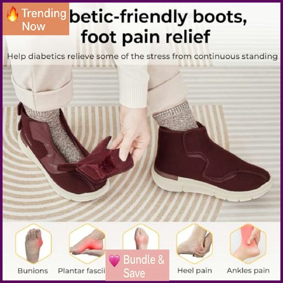 Women's Wide Width Winter Boots with Adjustable Straps & Warm Fur Lining - Picture 4 of 8